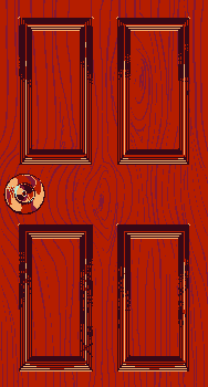 a red wood door